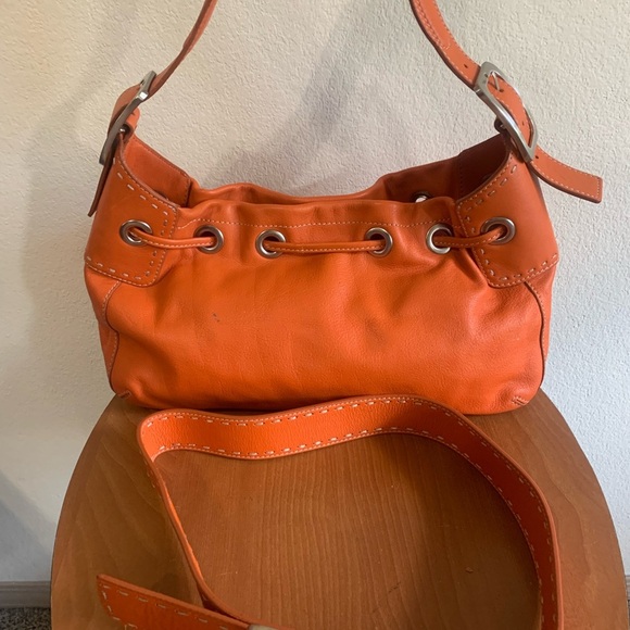 Cole Haan Orange Leather
Drawstring Hobo Bucket Shoulder Bag With Matching Belt - Picture 2 of 16